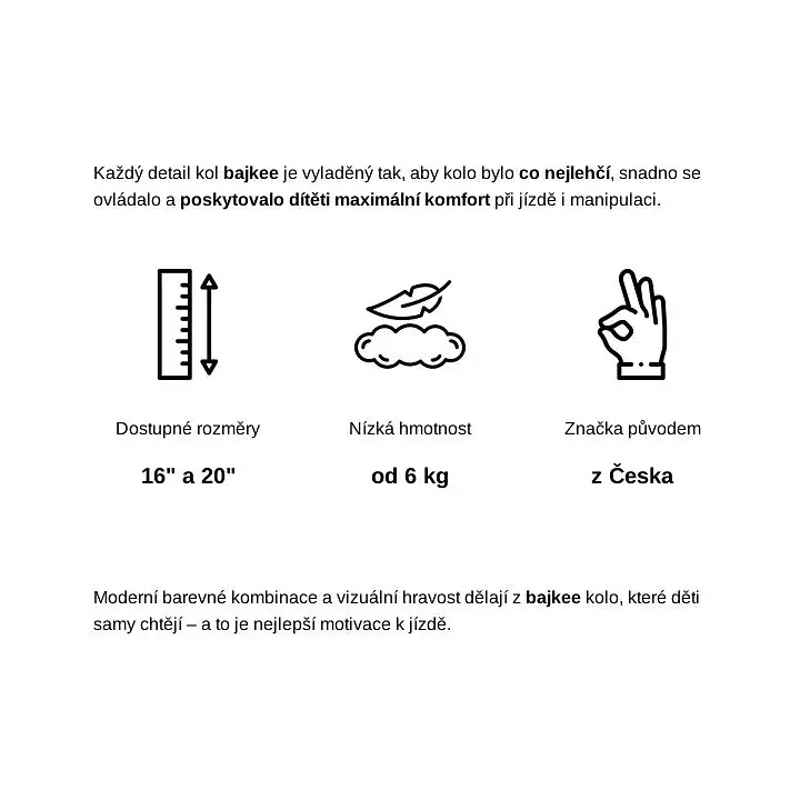 Ultralehké dětské kolo Bajkee 16 pink cykloservis prodej kol elektrokol Jevany